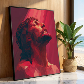 Inspirational Jesus Christ Portrait Canvas, Crown of Thorns Wall Art, Religious Canvas Painting, Spiritual Home Decor, Luxury Home Decor