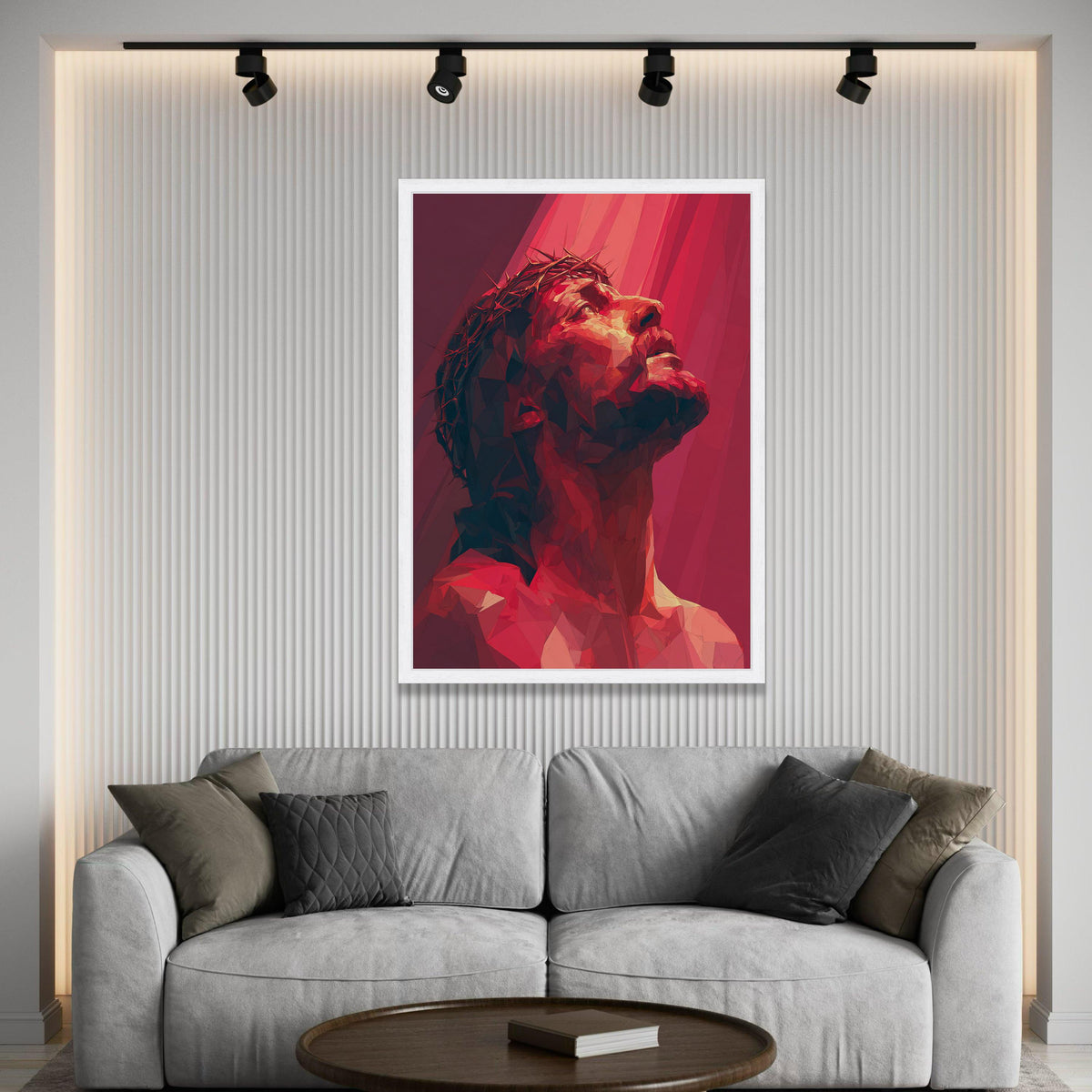 Inspirational Jesus Christ Portrait Canvas, Crown of Thorns Wall Art, Religious Canvas Painting, Spiritual Home Decor, Luxury Home Decor