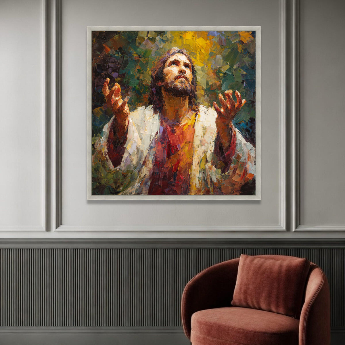 Inspirational Jesus Christ Painting Canvas, Spiritual Religious Wall Art, Prayer and Faith Canvas, Christian Home Luxury Home Decor