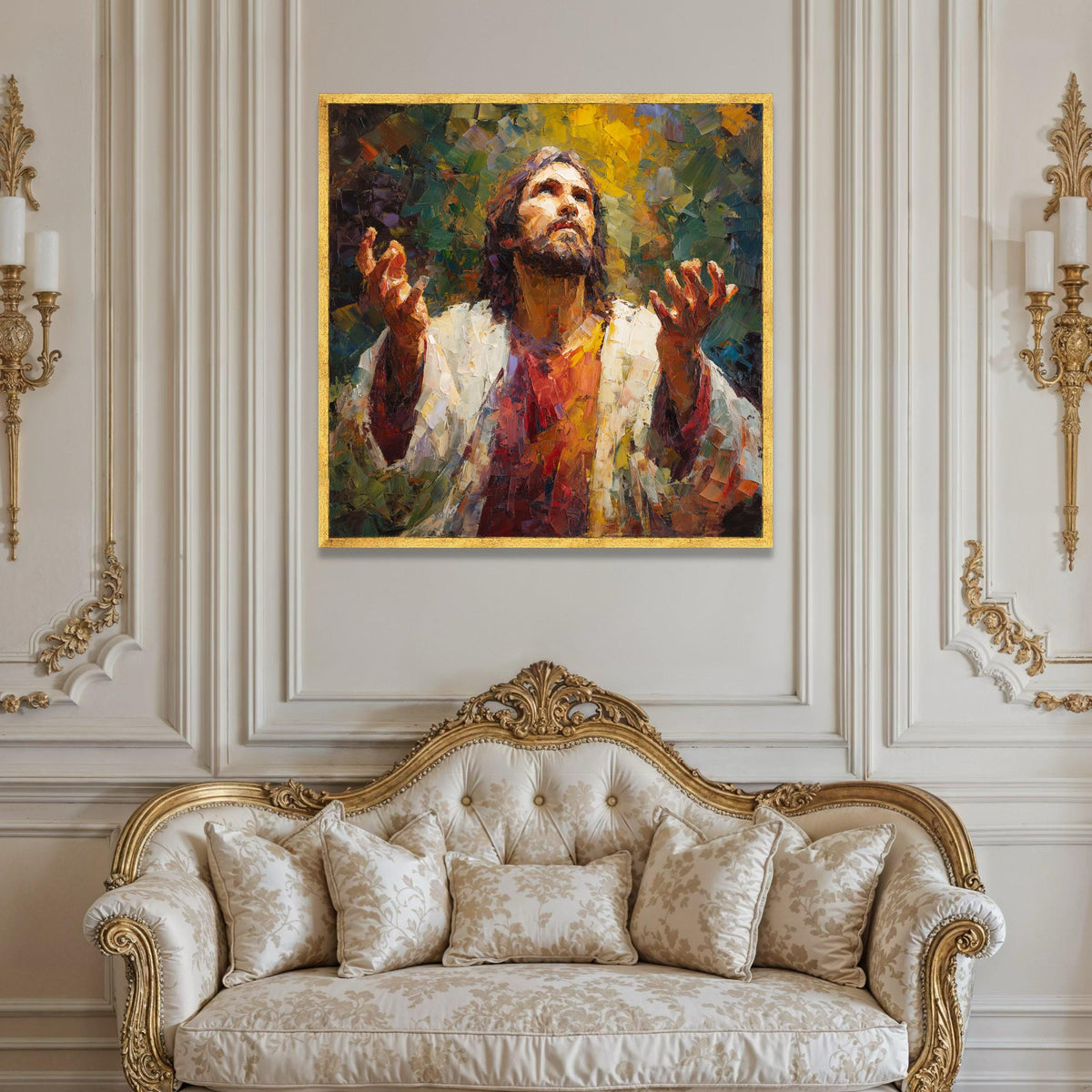 Inspirational Jesus Christ Painting Canvas, Spiritual Religious Wall Art, Prayer and Faith Canvas, Christian Home Luxury Home Decor