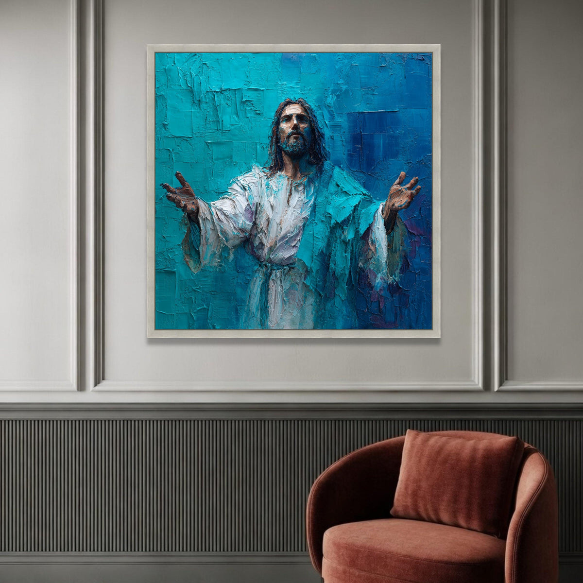 Inspirational Jesus Christ Canvas Wall Art, Religious Painting Style, Spiritual Wall Decor, Christian Home Decoration, Luxury Home Decor