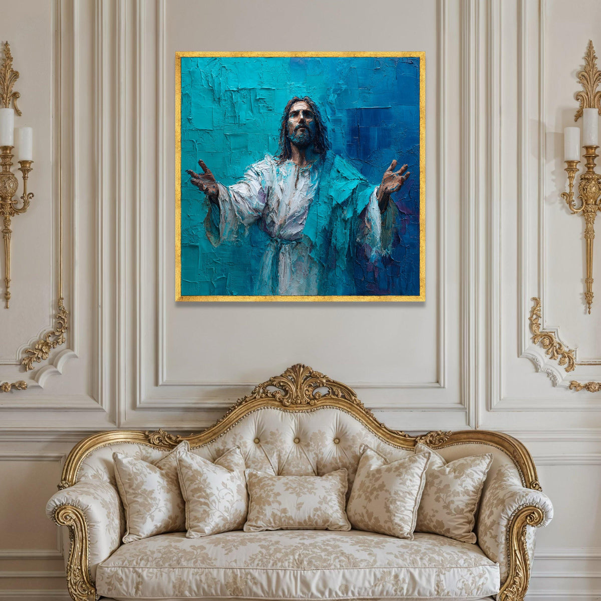 Inspirational Jesus Christ Canvas Wall Art, Religious Painting Style, Spiritual Wall Decor, Christian Home Decoration, Luxury Home Decor