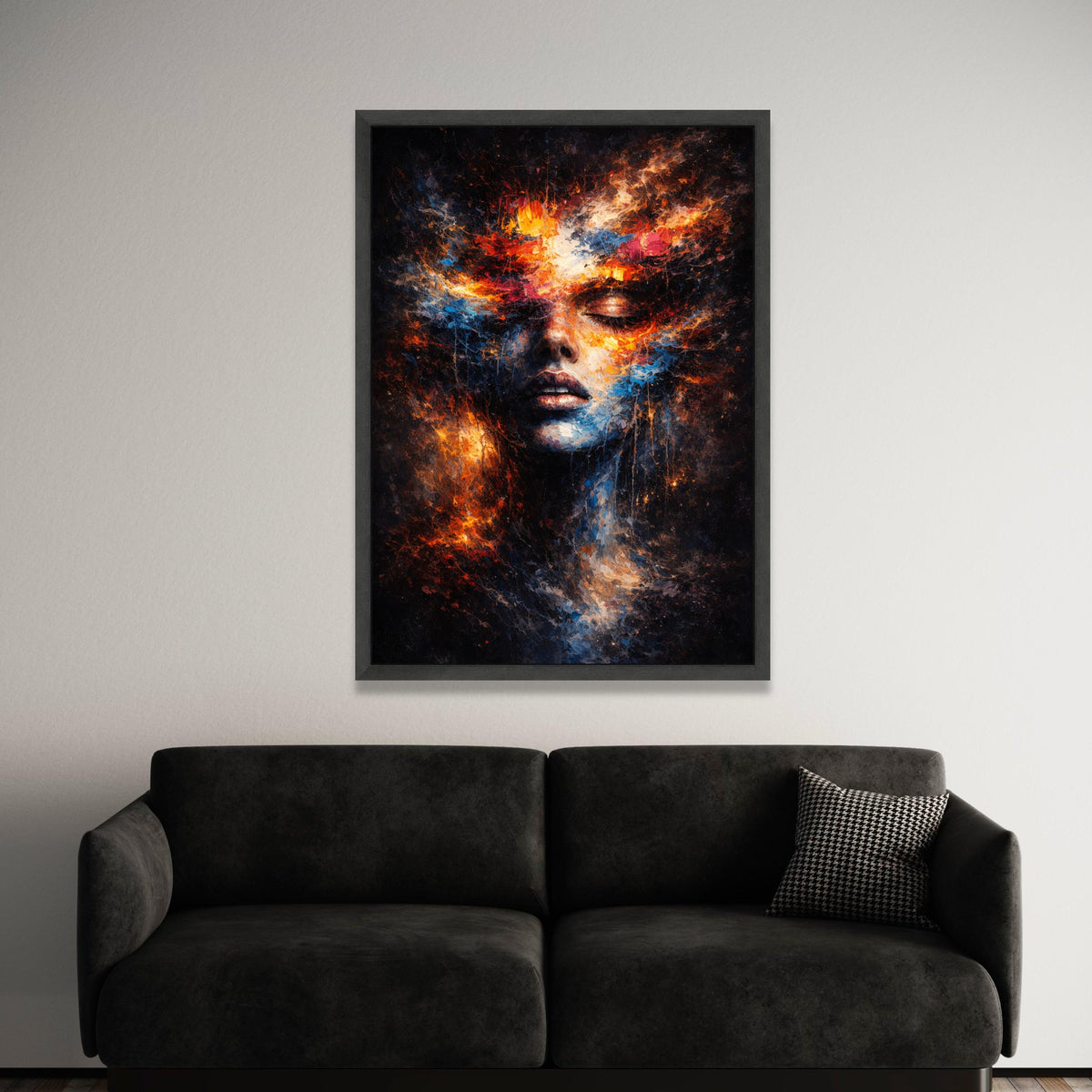 Ethereal Woman Face Canvas Wall Art, Abstract Color Explosion Portrait, Creative Home Decor, Modern Expression Art Canvas Luxury Home Decor
