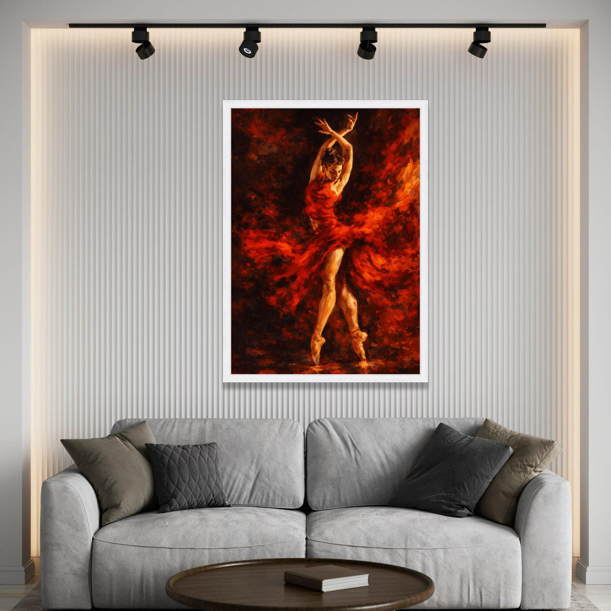 Dynamic Flamenco Dancer Canvas, Red Dress Ballet Wall Art, Expressive Dance Portrait, Elegant Movement Canvas, Home Decor Luxury Home Decor