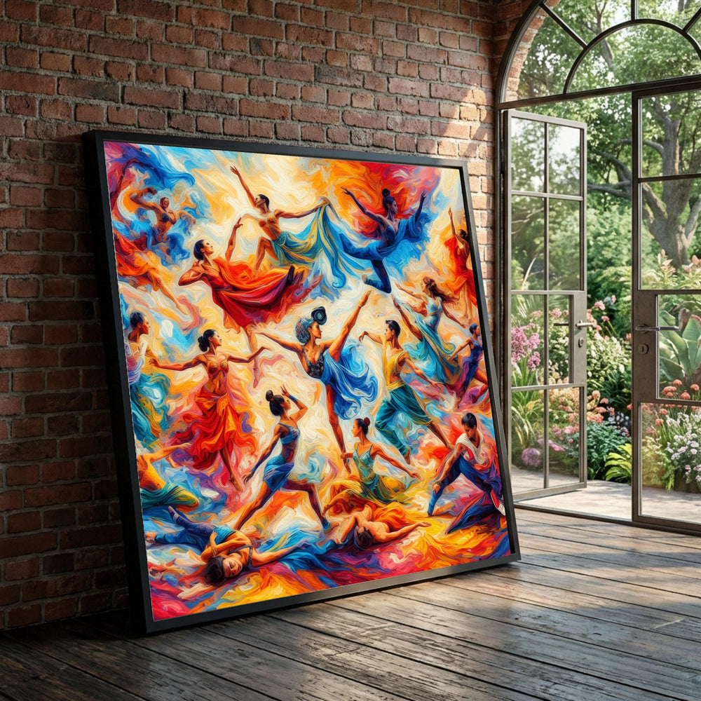 Vibrant Dance Celebration Canvas, Colorful Ballet Wall Art, Abstract Movement Painting, Energetic Home Decor, Ready to Luxury Home Decor