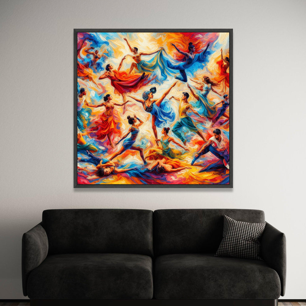 Vibrant Dance Celebration Canvas, Colorful Ballet Wall Art, Abstract Movement Painting, Energetic Home Decor, Ready to Luxury Home Decor