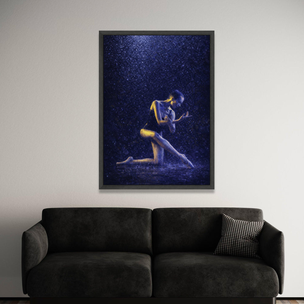 Graceful Ballerina Dance Rain, Ballet Pose Canvas, Modern Dance Wall Art, Elegant Movement Canvas, Home Décor Art Print Luxury Home Decor