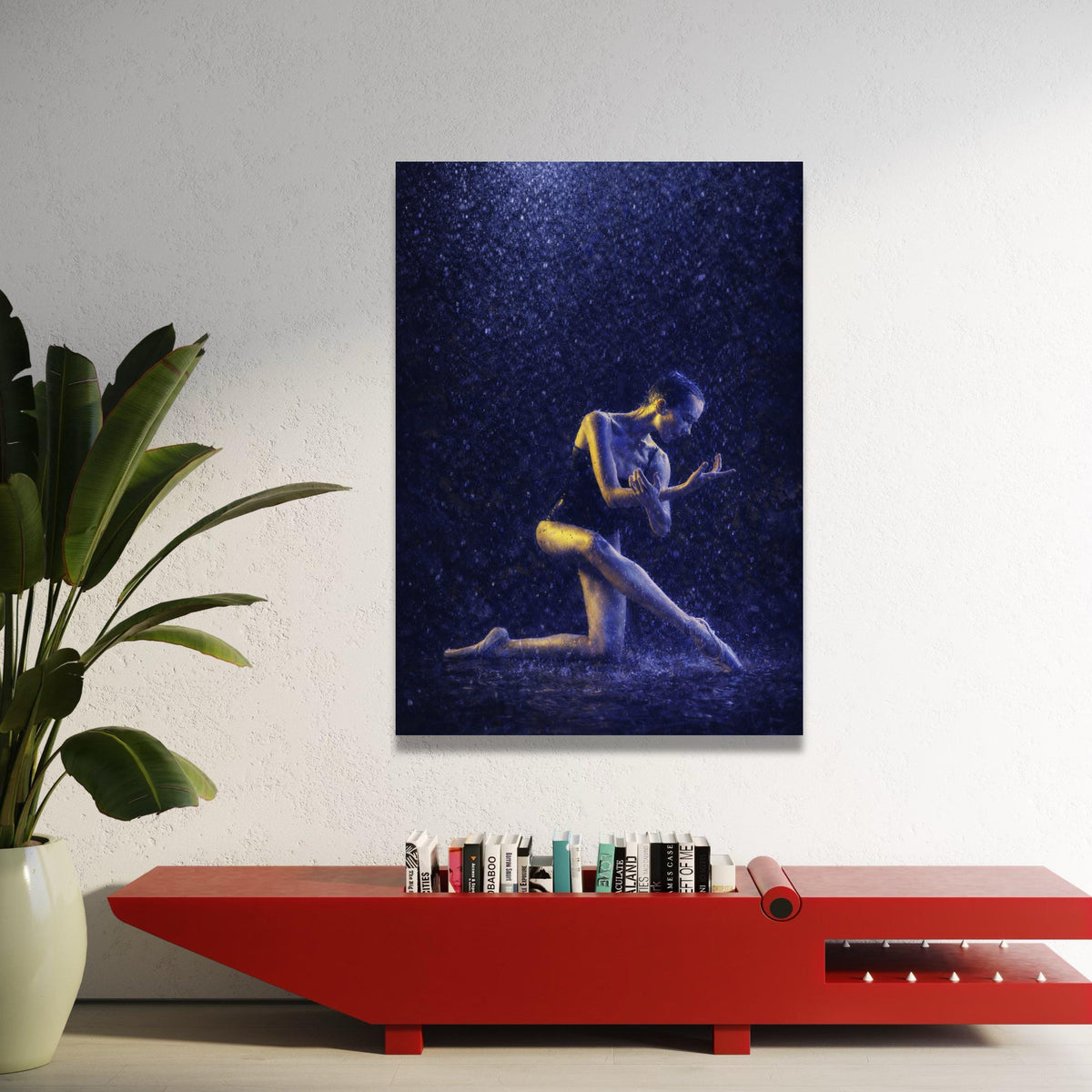 Graceful Ballerina Dance Rain, Ballet Pose Canvas, Modern Dance Wall Art, Elegant Movement Canvas, Home Décor Art Print Luxury Home Decor