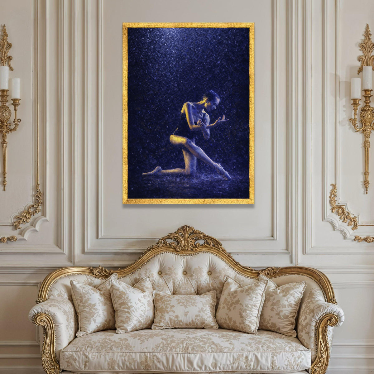 Graceful Ballerina Dance Rain, Ballet Pose Canvas, Modern Dance Wall Art, Elegant Movement Canvas, Home Décor Art Print Luxury Home Decor