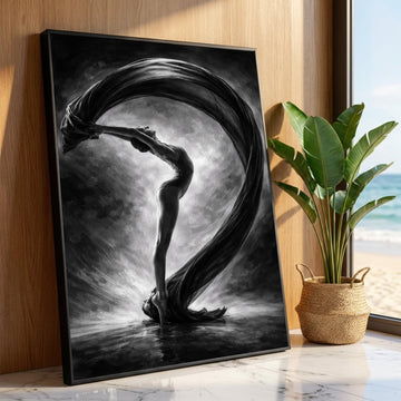 Elegant Ballet Dancer Canvas, Black and White Dance Art, Graceful Pose Wall Decor, Contemporary Dance Canvas, Modern Home Luxury Home Decor
