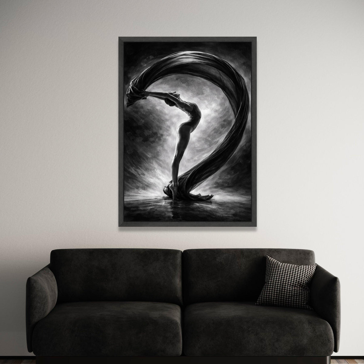 Elegant Ballet Dancer Canvas, Black and White Dance Art, Graceful Pose Wall Decor, Contemporary Dance Canvas, Modern Home Luxury Home Decor