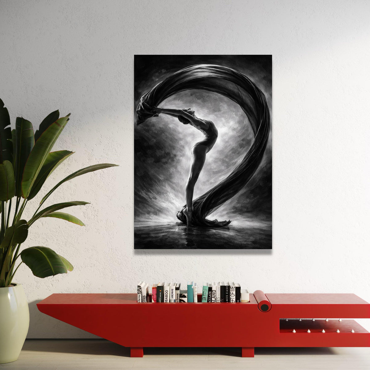 Elegant Ballet Dancer Canvas, Black and White Dance Art, Graceful Pose Wall Decor, Contemporary Dance Canvas, Modern Home Luxury Home Decor