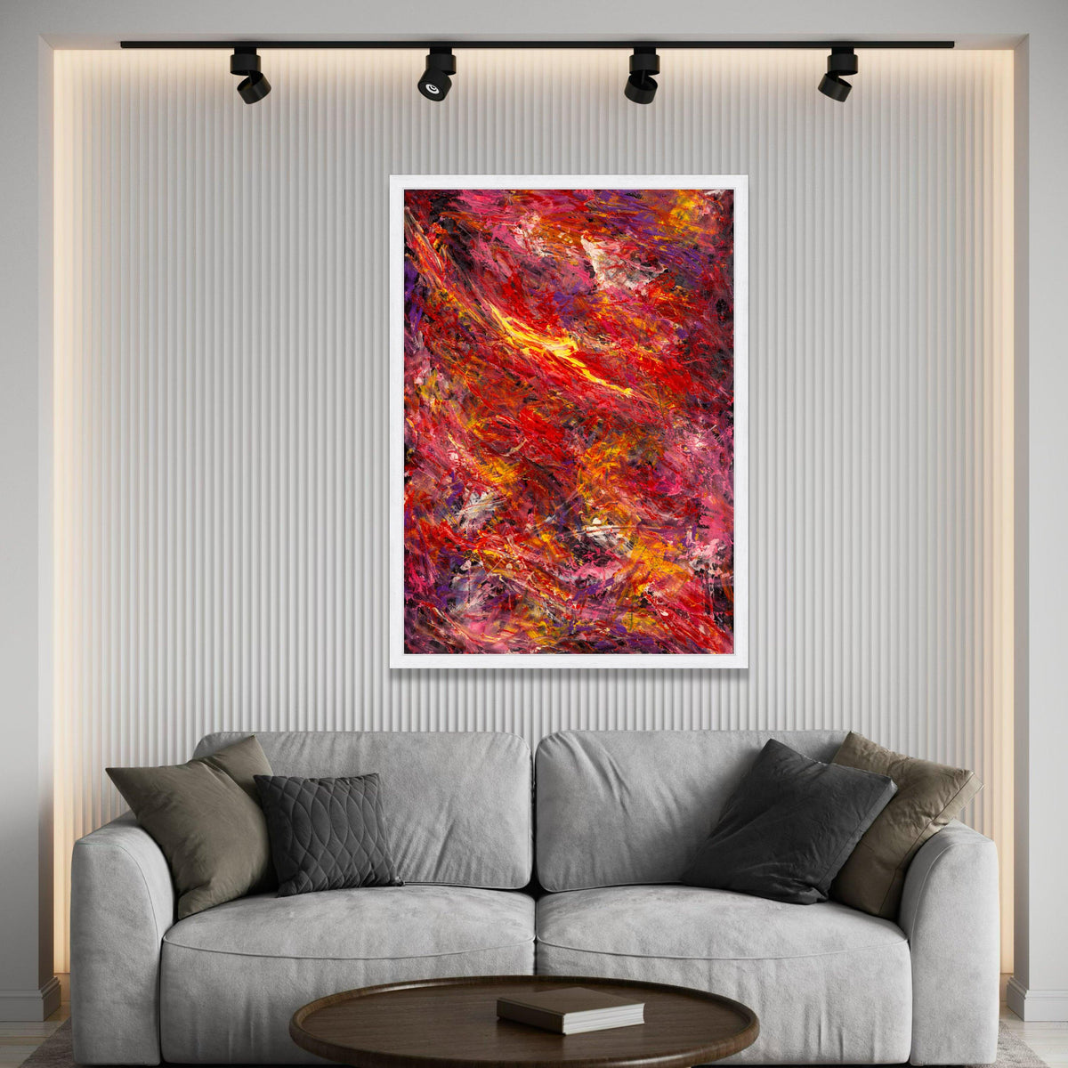 Vibrant Abstract Canvas Wall Art, Bold Red and Yellow Painting, Modern Home Decor, Colorful Expressionist Canvas, Ready to Luxury Home Decor