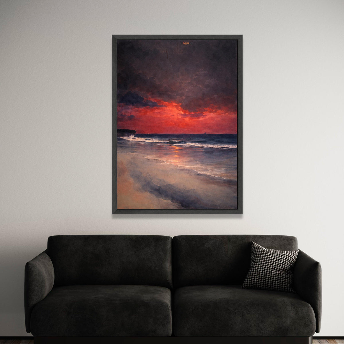 Dramatic Sunset Beach Canvas, Ocean Waves Wall Art, Evening Seascape Canvas, Coastal Sunset Decoration, Nature Canvas Luxury Home Decor