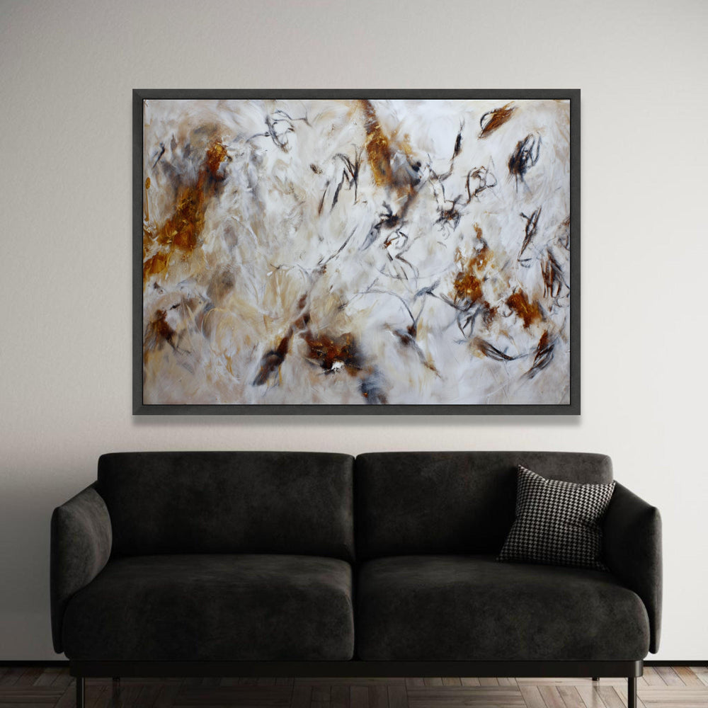 Earth Tone Abstract Canvas Wall Art, Modern Brown and White Home Decor, Fluid Art Design, Large Wall Hanging, Unique Luxury Home Decor