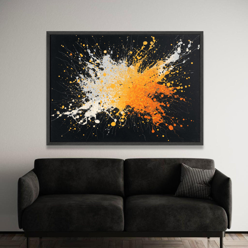 Dynamic Orange and White Splash Canvas, Modern Abstract Wall Art, Bold Color Burst Painting, Vibrant Home Decor, Ready to Luxury Home Decor