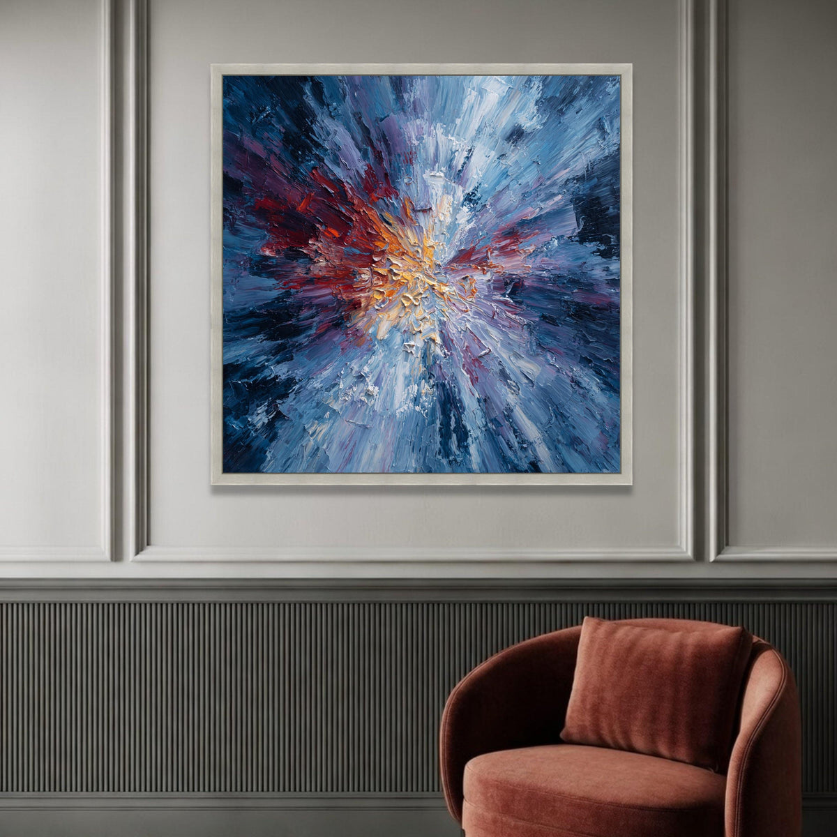 Vibrant Energy Burst Canvas Wall Art, Abstract Color Explosion Painting, Dynamic Modern Home Decor, Ready to Hang Canvas Luxury Home Decor