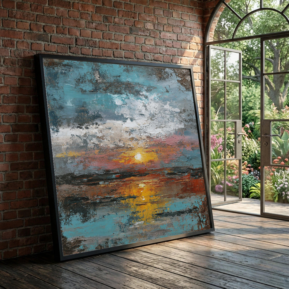 Vibrant Sunset Reflection Canvas, Abstract Seascape Wall Art, Colorful Coastal Painting, Modern Home Décor, Ready to Hang Luxury Home Decor