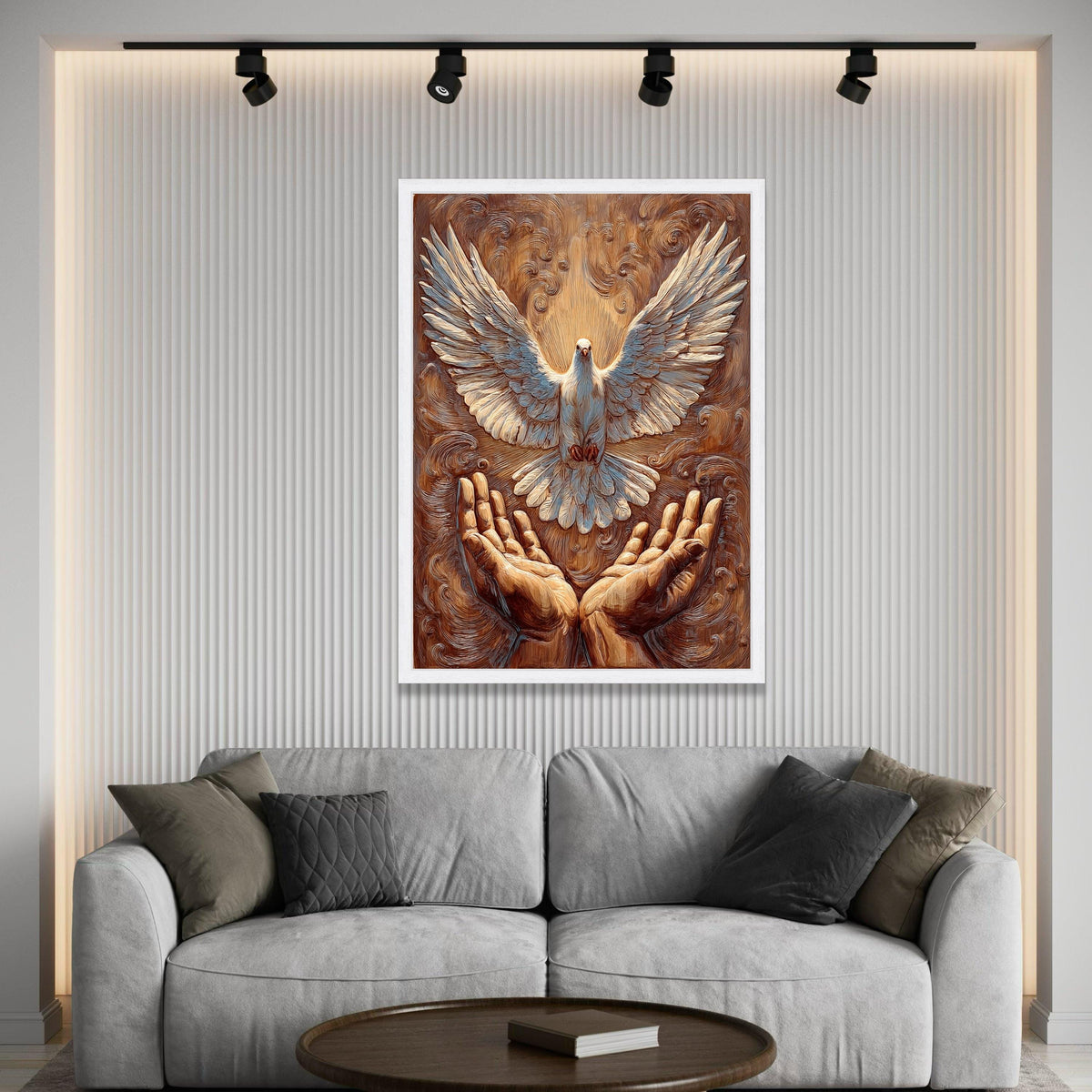 Soaring White Dove Canvas, Spiritual Hands Wall Art, Peace Symbol Canvas, Inspirational Bird Artwork, Sacred Home Luxury Home Decor