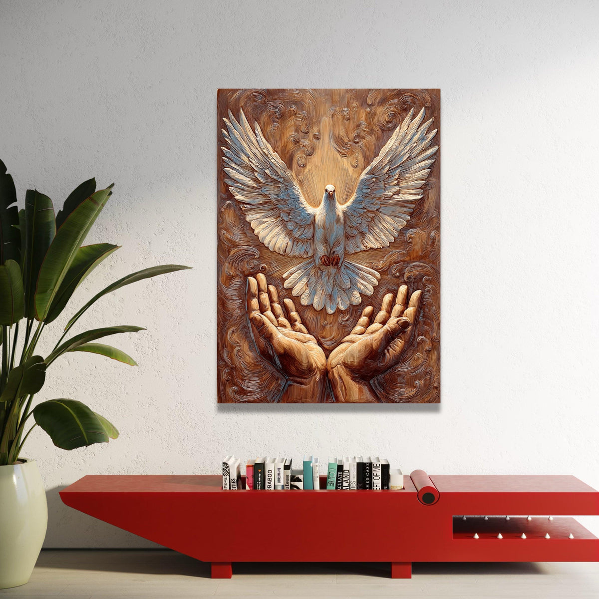 Soaring White Dove Canvas, Spiritual Hands Wall Art, Peace Symbol Canvas, Inspirational Bird Artwork, Sacred Home Luxury Home Decor