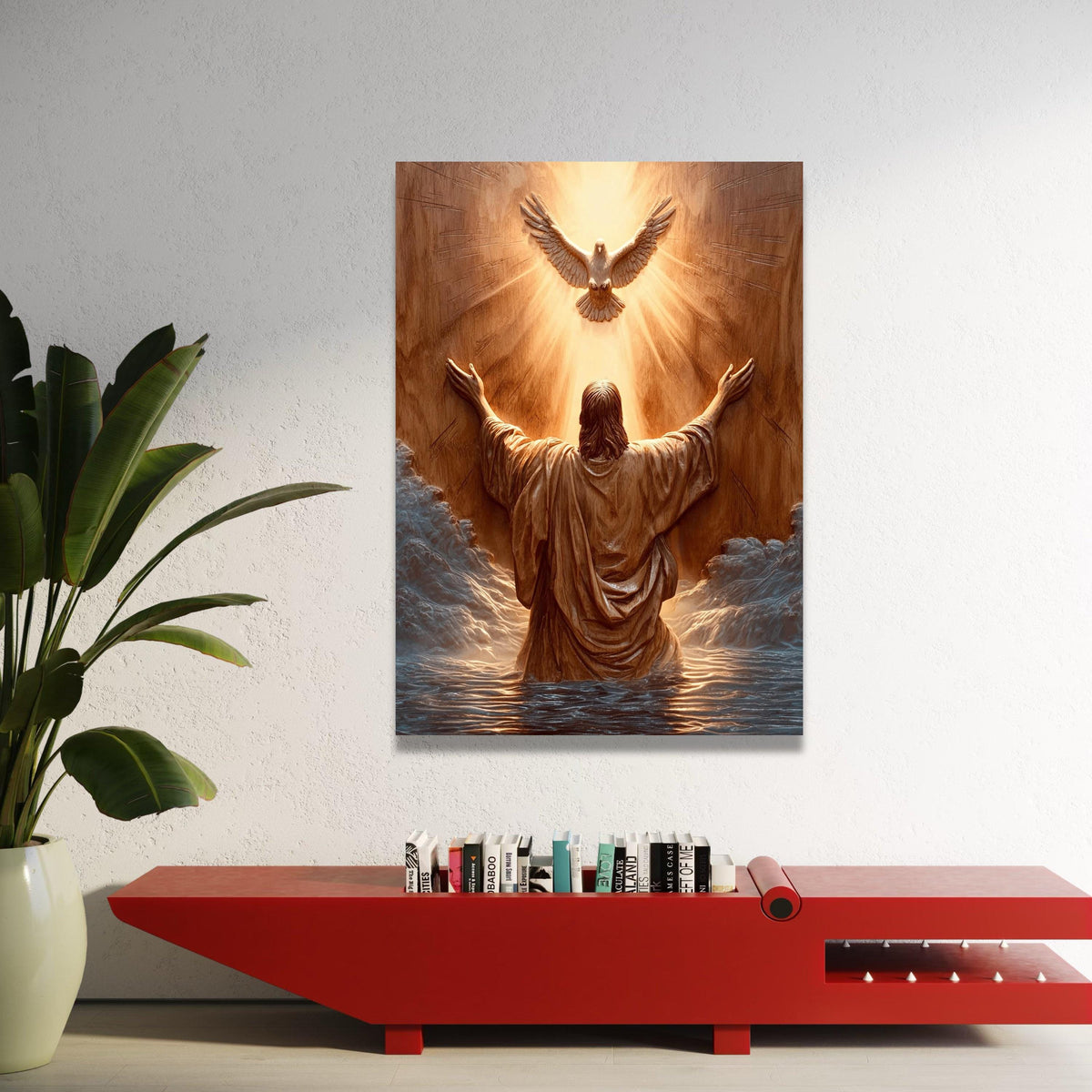 Spiritual Awakening Canvas, Jesus Praying Wall Art, Dove of Light Canvas, Religious Home Decoration, Inspirational Luxury Home Decor