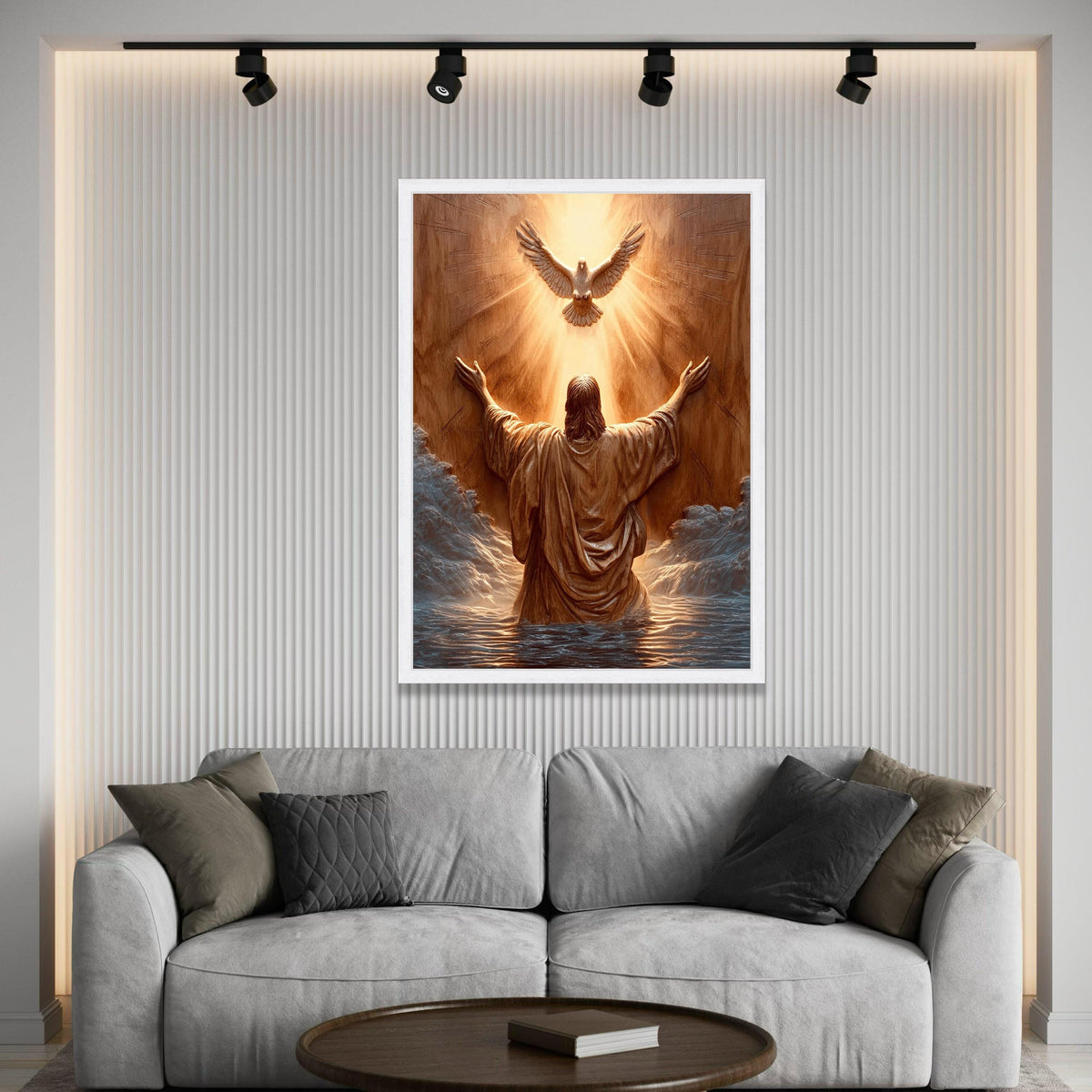 Spiritual Awakening Canvas, Jesus Praying Wall Art, Dove of Light Canvas, Religious Home Decoration, Inspirational Luxury Home Decor