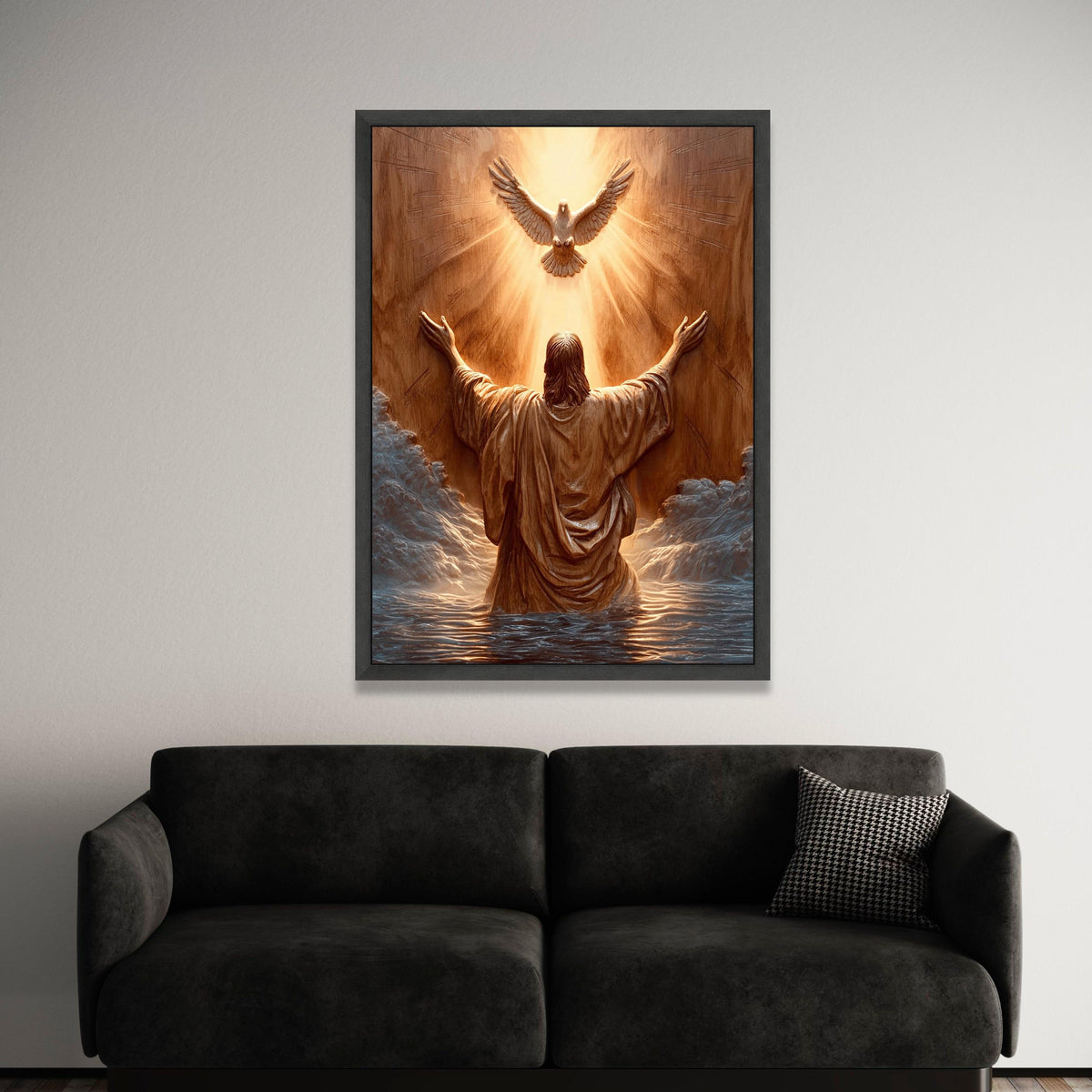Spiritual Awakening Canvas, Jesus Praying Wall Art, Dove of Light Canvas, Religious Home Decoration, Inspirational Luxury Home Decor