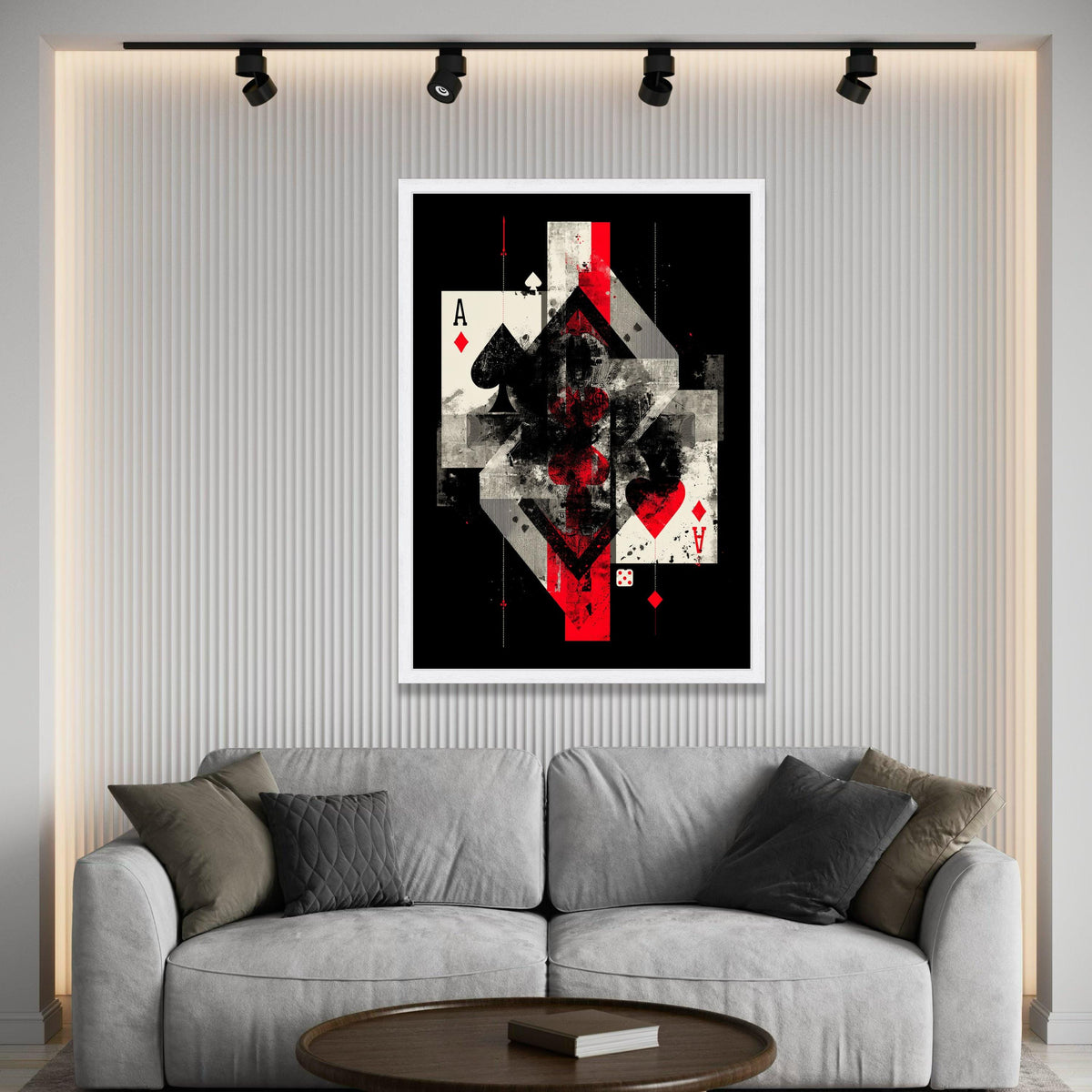 Abstract Playing Cards Canvas Wall Art, Modern Card Game Design, Red and Black Ace Cards Canvas, Contemporary Home Decor Luxury Home Decor