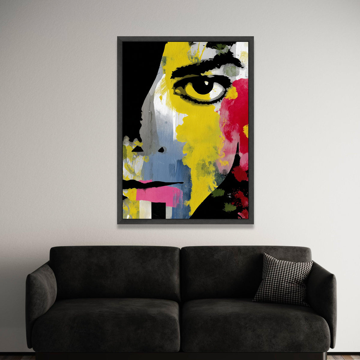 Bold Abstract Face Canvas, Colorful Modern Portrait Art, Contemporary Wall Decoration, Yellow Red Blue Canvas, Unique Home Luxury Home Decor
