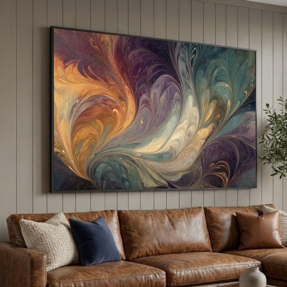 Abstract Fluid Swirl Canvas, Multicolor Wall Art, Modern Home Decor, Contemporary Canvas Painting, Vibrant Living Room Art Luxury Home Decor
