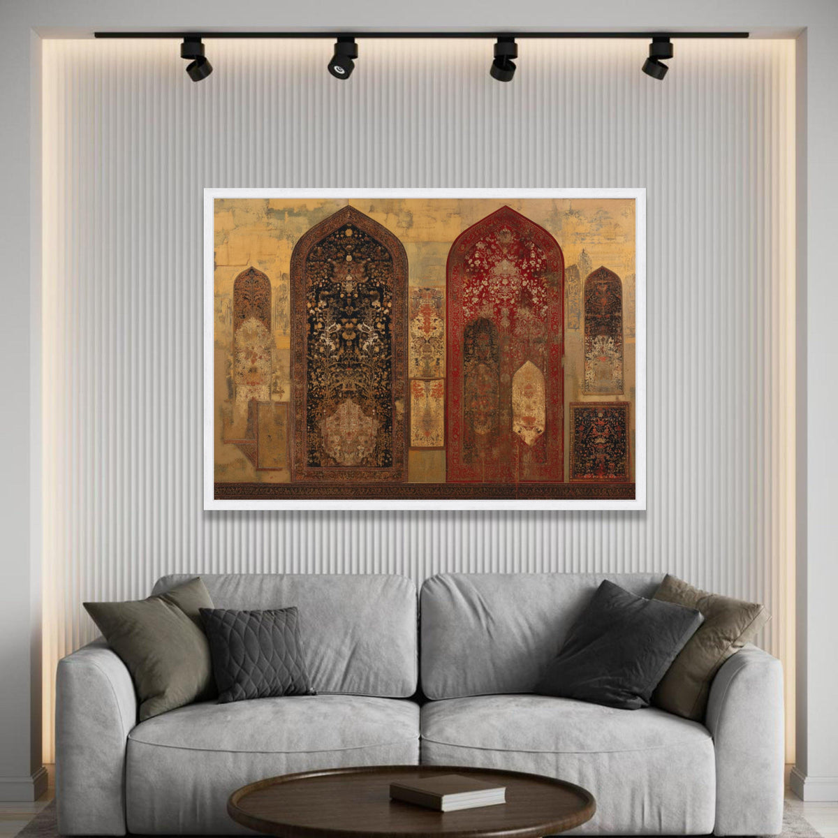 Vintage Persian Archway Canvas, Ornate Floral Pattern Wall Art, Exotic Middle Eastern Design, Rustic Home Decoration Luxury Home Decor