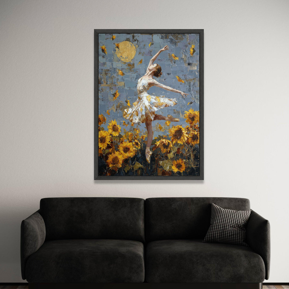 Graceful Ballerina Dance, Sunflowers Field Canvas, Ballet Wall Art, Abstract Floral Canvas, Elegant Home Decoration Luxury Home Decor