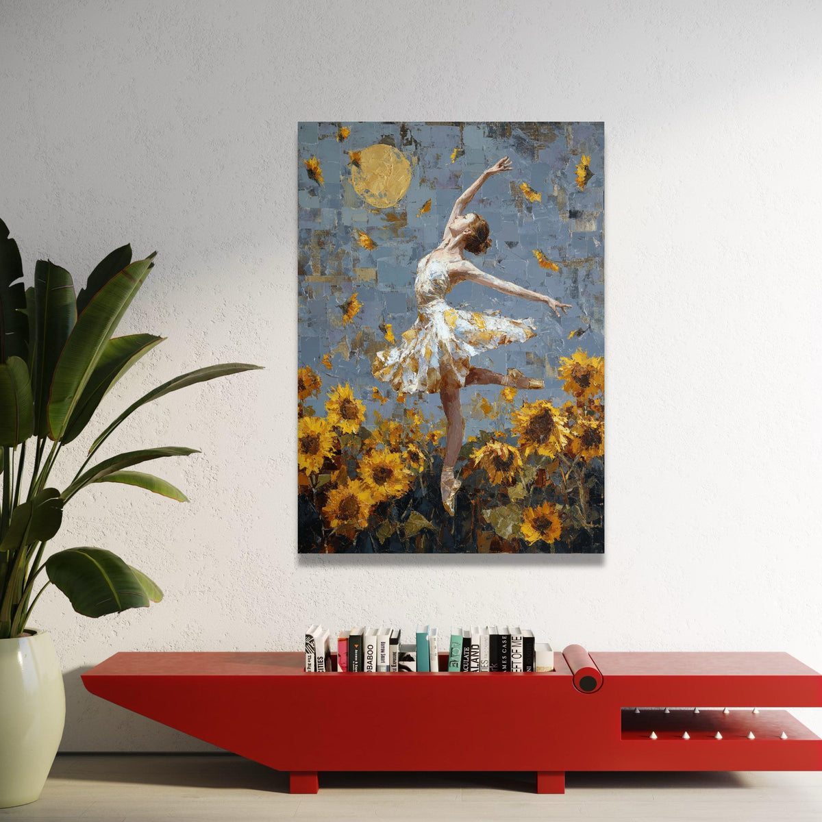 Graceful Ballerina Dance, Sunflowers Field Canvas, Ballet Wall Art, Abstract Floral Canvas, Elegant Home Decoration Luxury Home Decor
