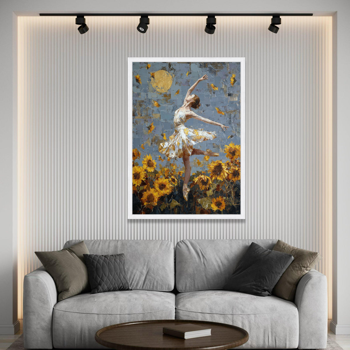 Graceful Ballerina Dance, Sunflowers Field Canvas, Ballet Wall Art, Abstract Floral Canvas, Elegant Home Decoration Luxury Home Decor