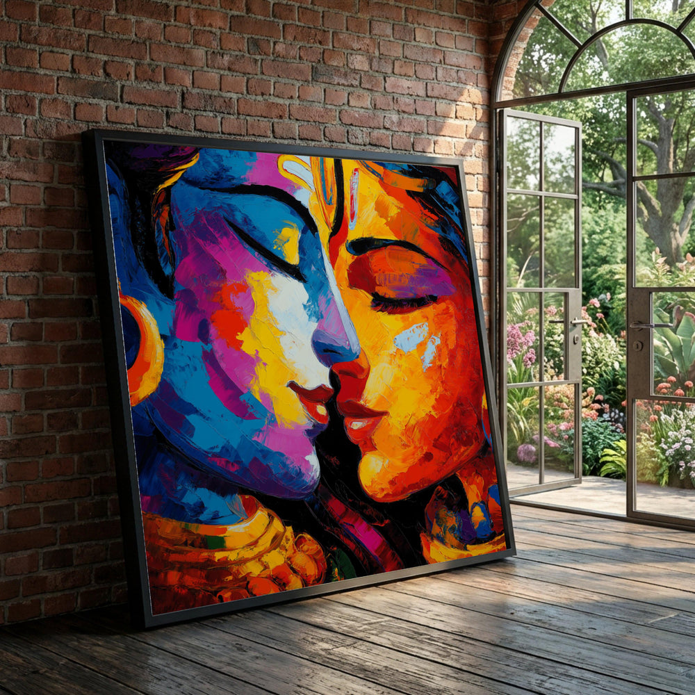 Colorful Abstract Faces Canvas, Loving Couple Wall Art, Contemporary Expression Canvas, Vibrant Home Decoration, Intimate Luxury Home Decor
