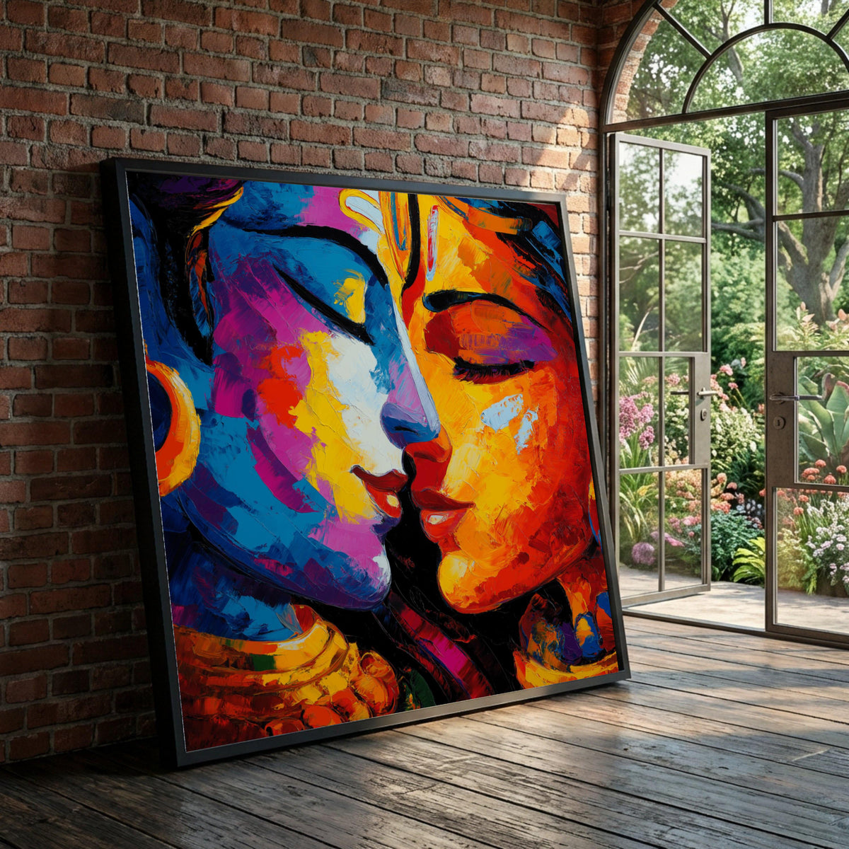 Colorful Abstract Faces Canvas, Loving Couple Wall Art, Contemporary Expression Canvas, Vibrant Home Decoration, Intimate Luxury Home Decor