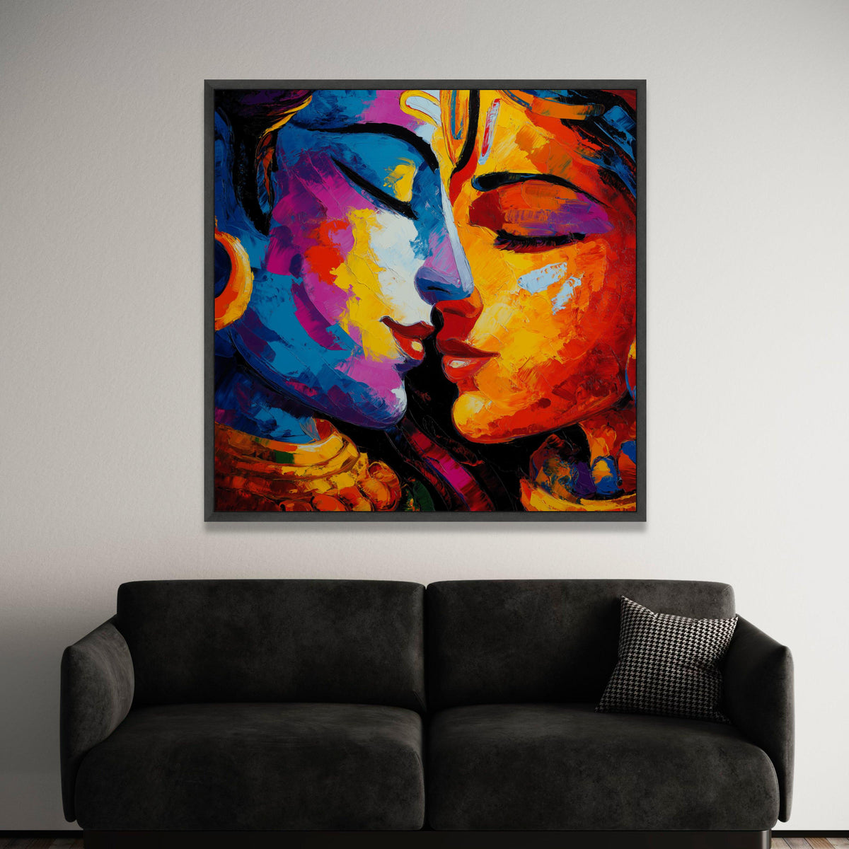 Colorful Abstract Faces Canvas, Loving Couple Wall Art, Contemporary Expression Canvas, Vibrant Home Decoration, Intimate Luxury Home Decor