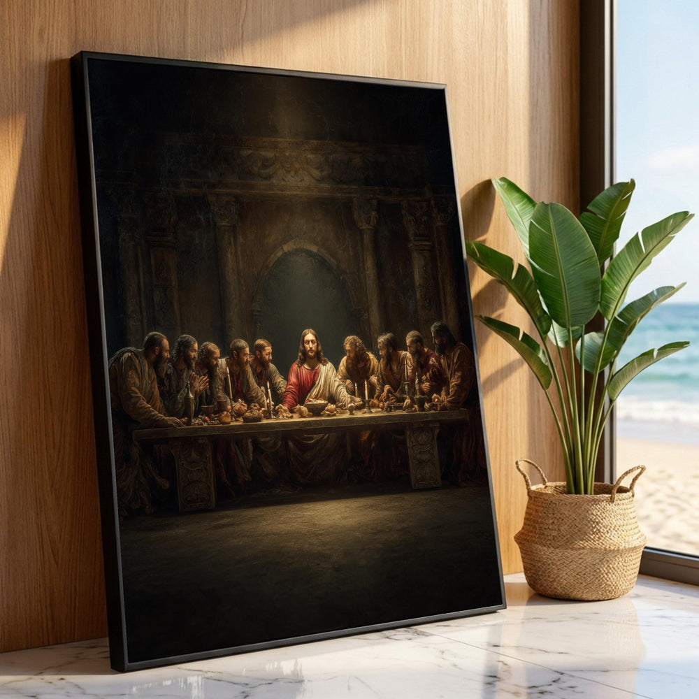 The Last Supper Canvas Wall Art, Jesus and Disciples, Religious Home Decor, Biblical Scene Canvas, Spiritual Wall Hanging Luxury Home Decor