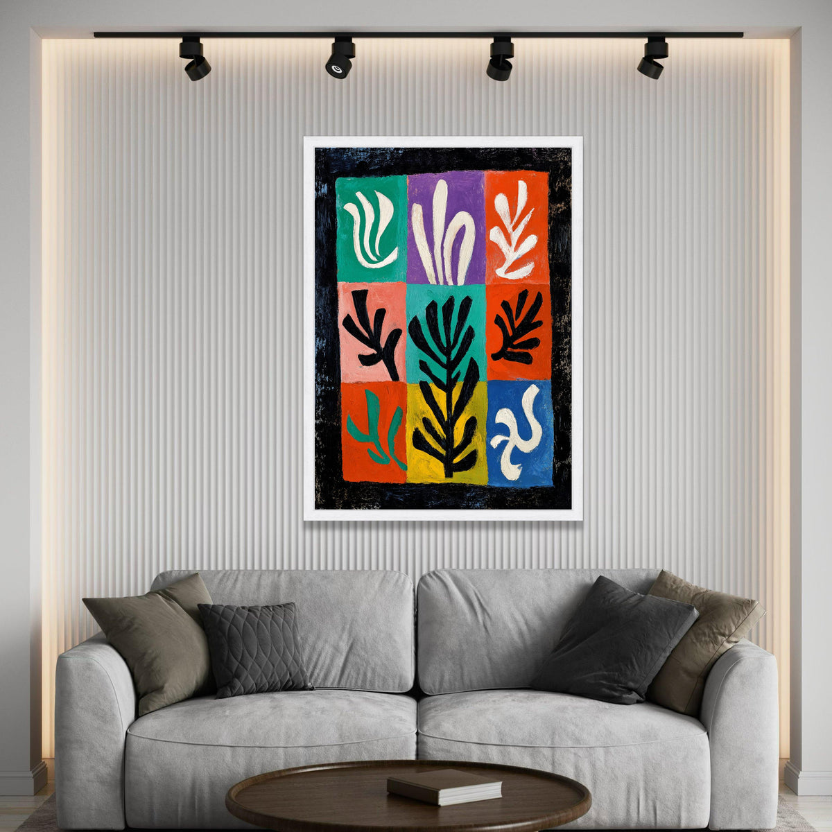 Modern Floral Shapes Canvas, Abstract Leaf Wall Art, Colorful Plant Design, Geometric Nature Canvas, Vibrant Home Luxury Home Decor