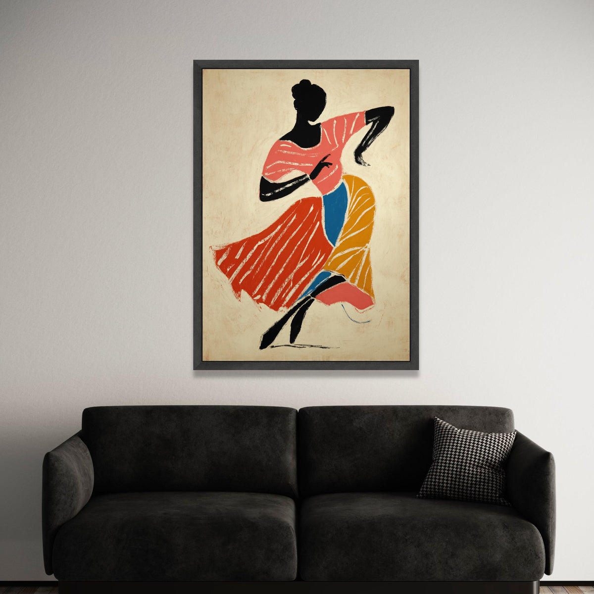 Vibrant Flamenco Dance Silhouette, Modern Abstract Canvas, Colorful Dancer Wall Art, Bold Movement Print, Home Decor Luxury Home Decor