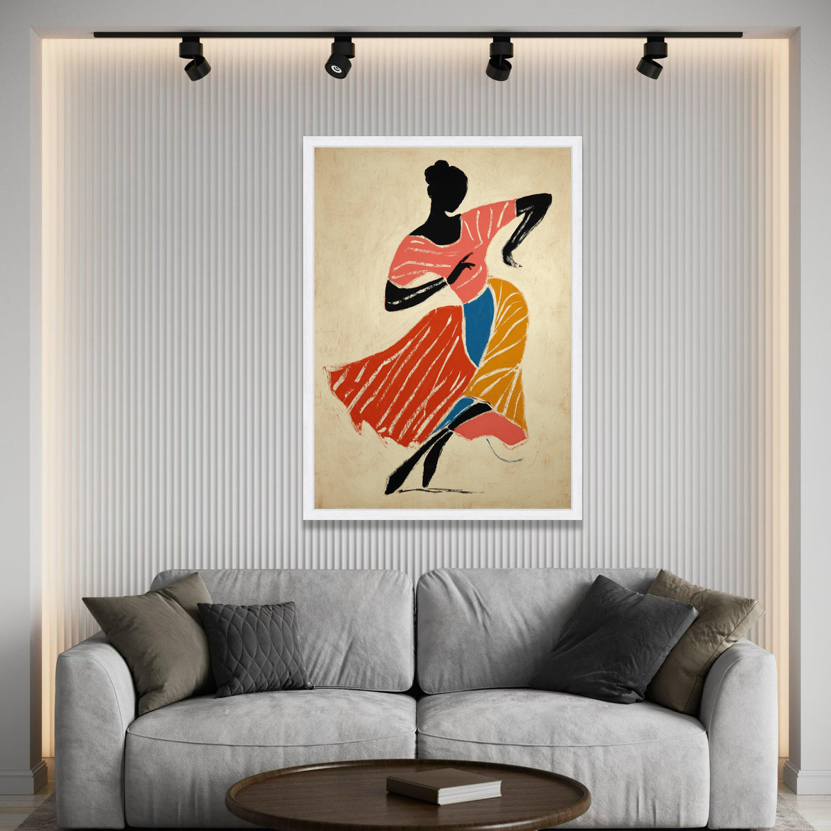 Vibrant Flamenco Dance Silhouette, Modern Abstract Canvas, Colorful Dancer Wall Art, Bold Movement Print, Home Decor Luxury Home Decor
