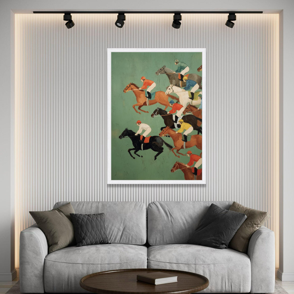 Equestrian Horse Race Canvas, Jockeys Action Wall Art, Sport Animal Canvas Decoration, Racing Scene Print for Home Luxury Home Decor