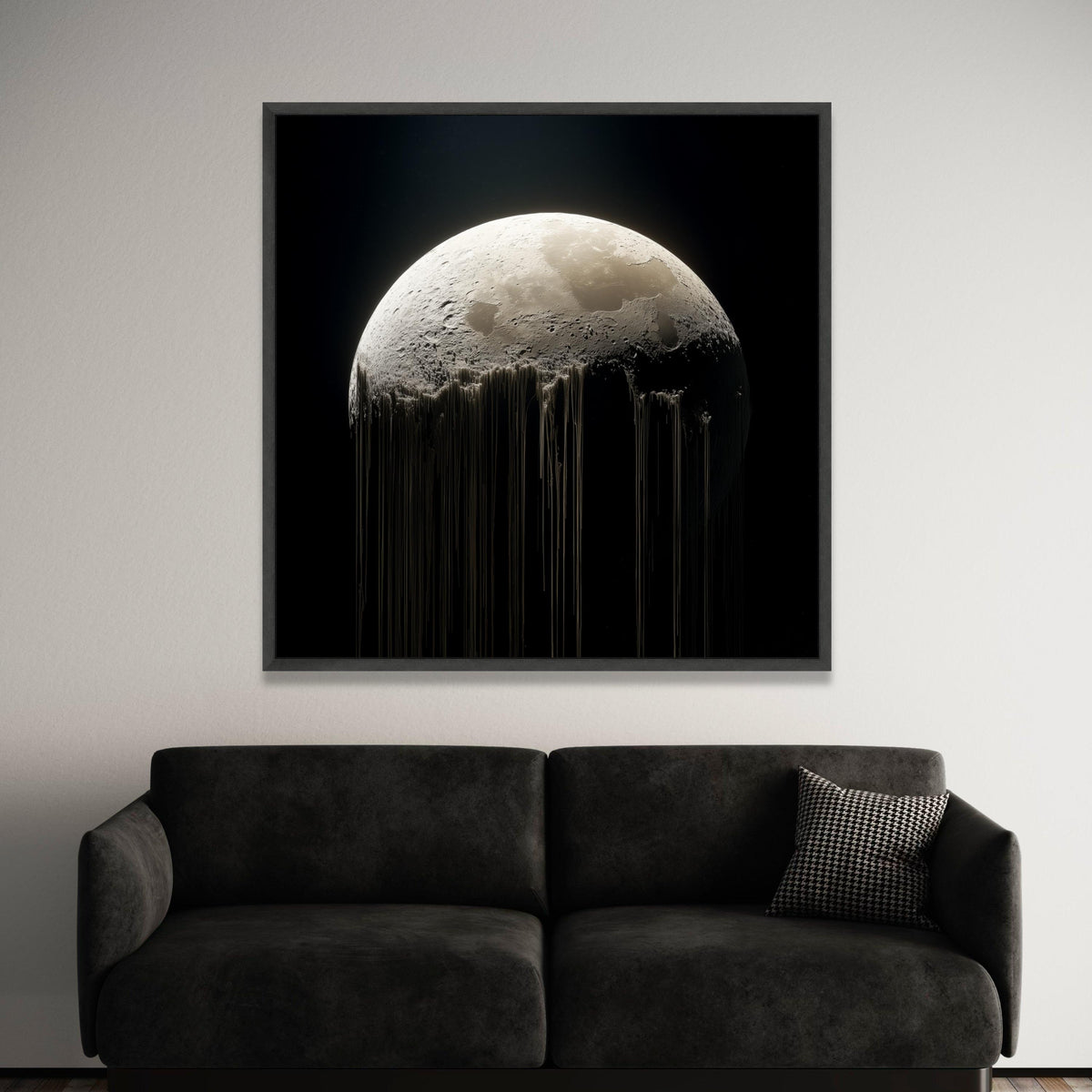 Surreal Moon Light Canvas, Dripping Planet Wall Art, Outer Space Decor, Celestial Home Decoration, Modern Astronomy Canvas Luxury Home Decor
