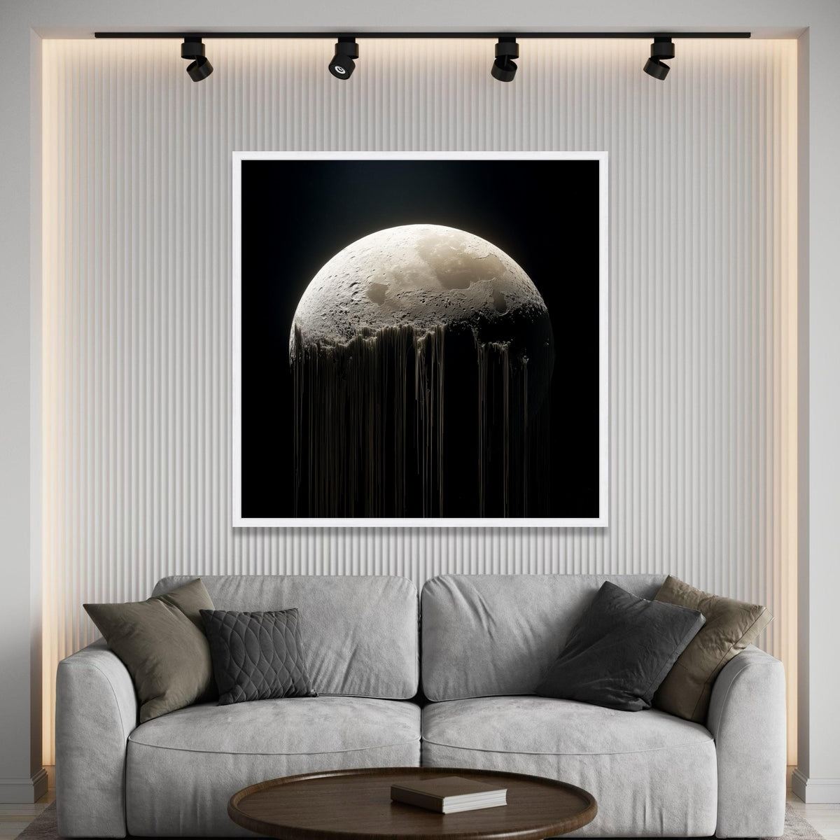 Surreal Moon Light Canvas, Dripping Planet Wall Art, Outer Space Decor, Celestial Home Decoration, Modern Astronomy Canvas Luxury Home Decor
