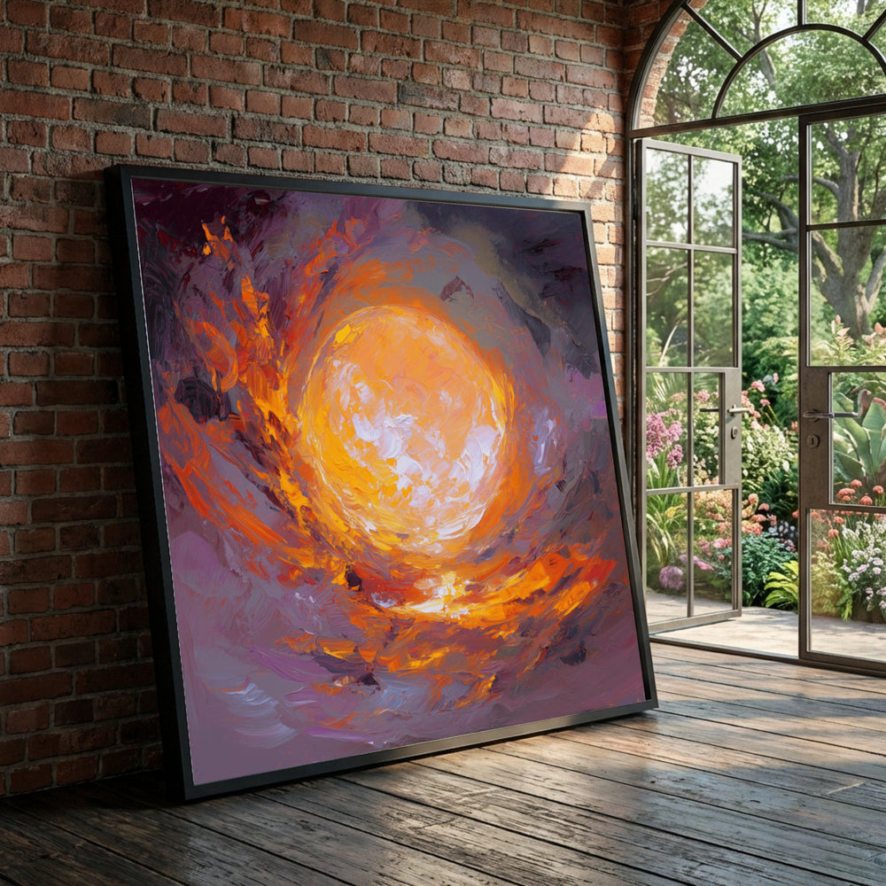 Radiant Sun Flare Canvas, Abstract Yellow Orange Wall Art, Modern Home Decoration, Vibrant Energy Canvas, Bright Cosmic Luxury Home Decor