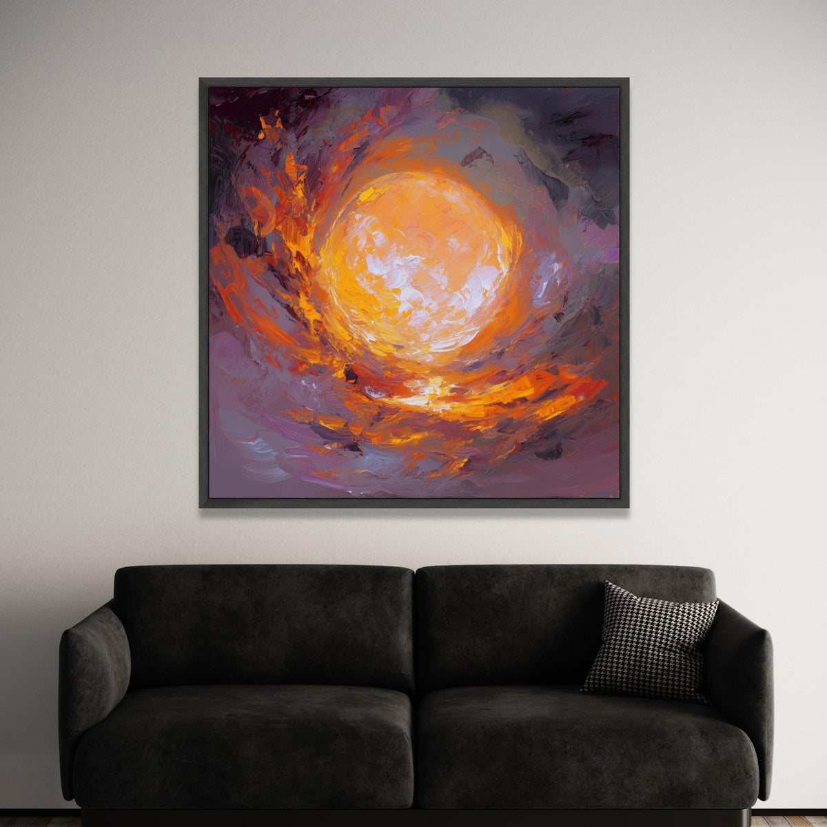Radiant Sun Flare Canvas, Abstract Yellow Orange Wall Art, Modern Home Decoration, Vibrant Energy Canvas, Bright Cosmic Luxury Home Decor