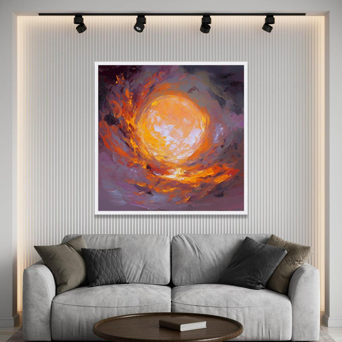 Radiant Sun Flare Canvas, Abstract Yellow Orange Wall Art, Modern Home Decoration, Vibrant Energy Canvas, Bright Cosmic Luxury Home Decor