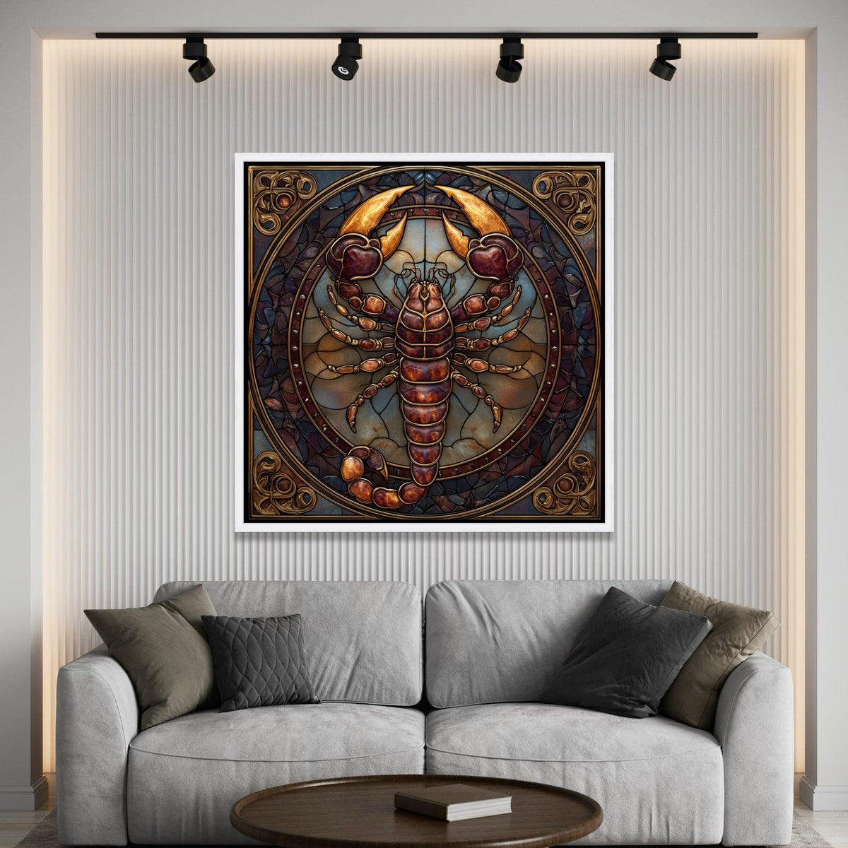 Zodiac Scorpio Canvas Wall Art, Stained Glass Style Scorpion, Astrological Sign Decor, Mystical Wall Hanging, Home Luxury Home Decor