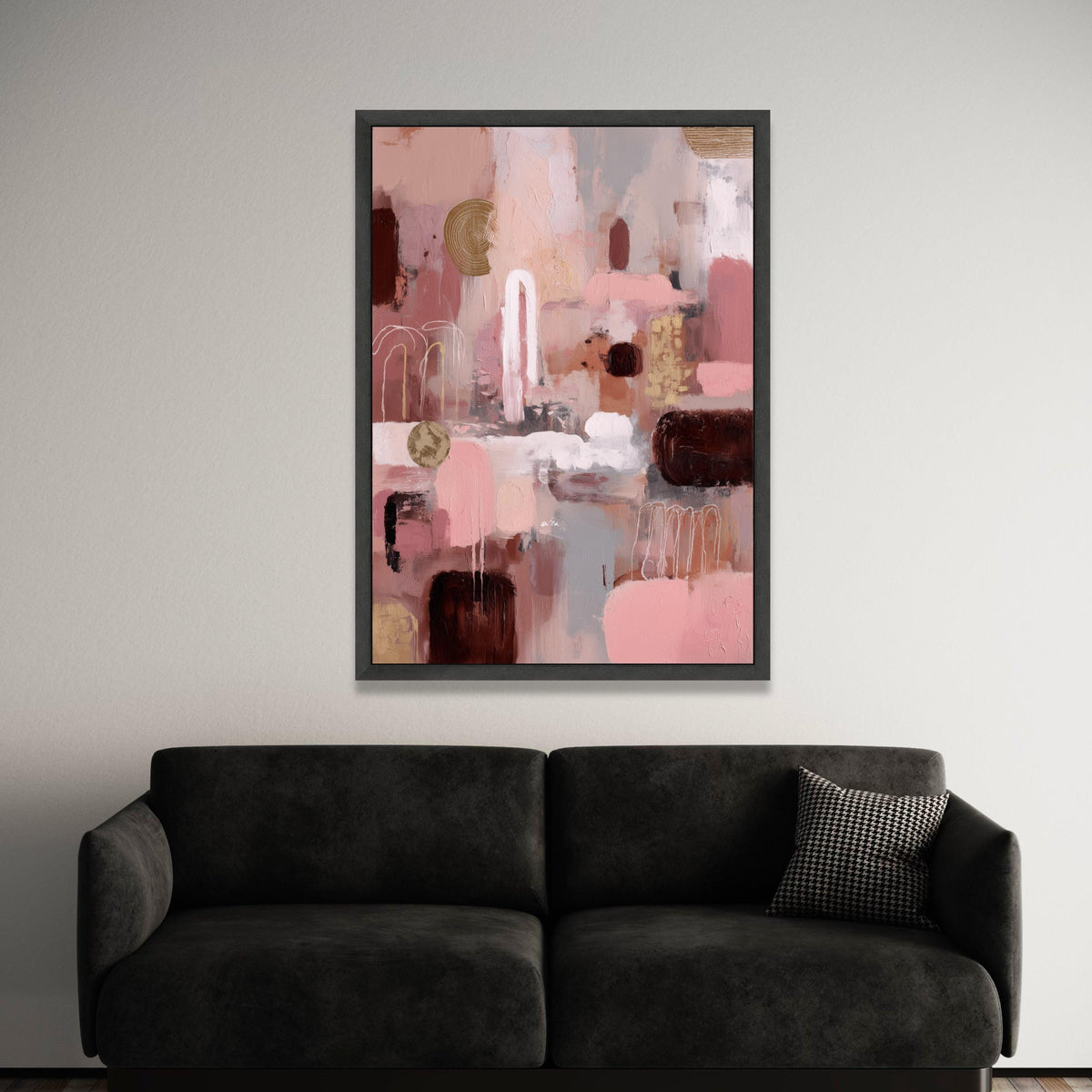 Warm Neutral Abstract Canvas, Modern Pink and Brown Wall Art, Geometric Shapes Painting, Minimalist Home Decor, Ready to Luxury Home Decor
