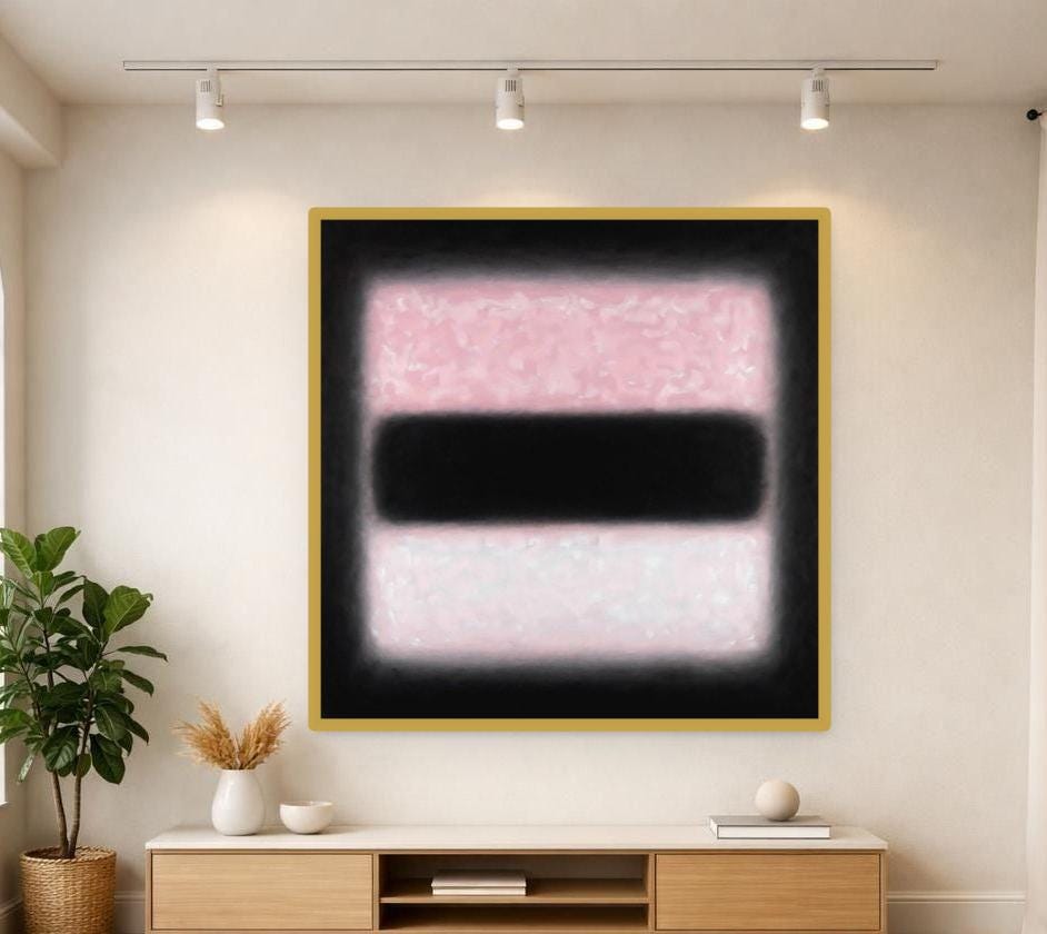 Abstract Pink and Black Color Field Canvas Wall Art, Modern Abstract Color Field Art, Living Room Decor, Gallery Wall Art
